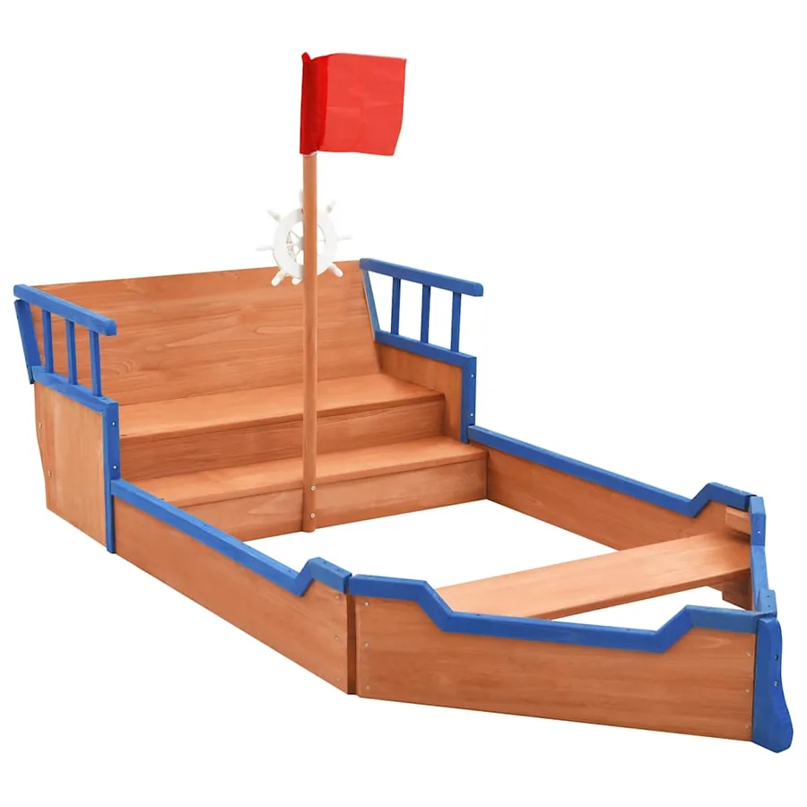 Bac à sable bateau pirate Bois de sapin 190x94,5x101 cm - 2