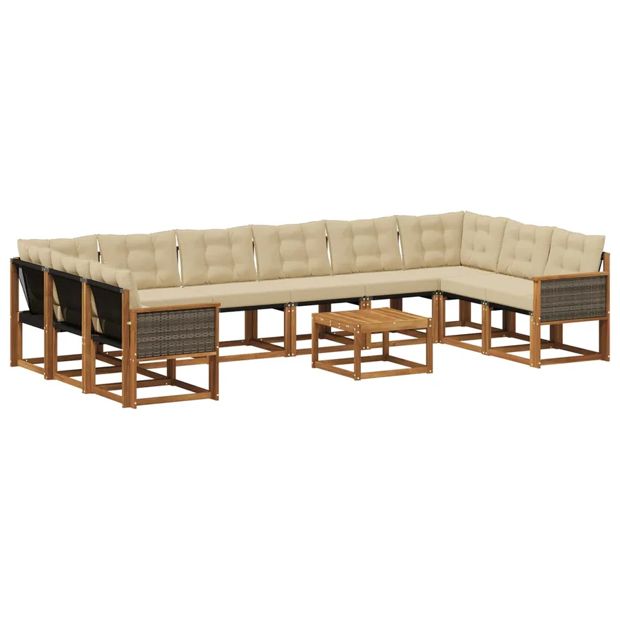Ensemble de canapés d'extérieur 11 pcs Naturel et Beige - 2