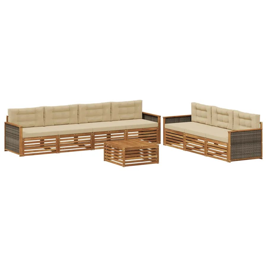 Ensemble de canapés d'extérieur 8 pcs Naturel et Beige - 2