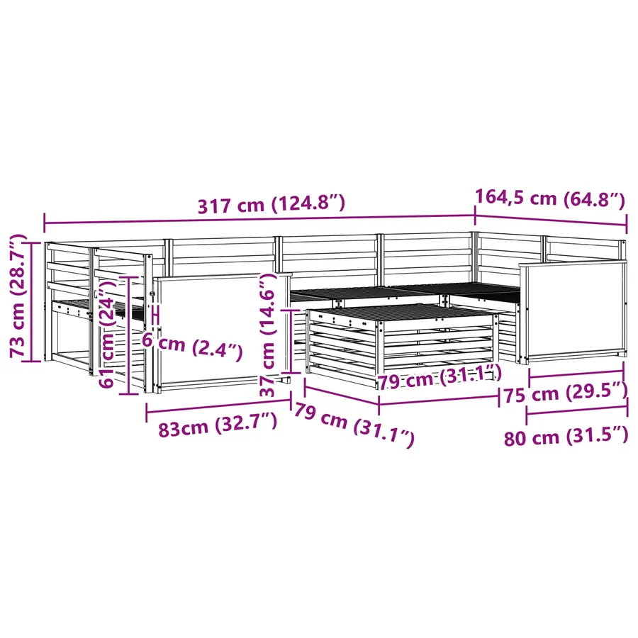 Ensemble de canapés d'extérieur 7 pcs Naturel - 8