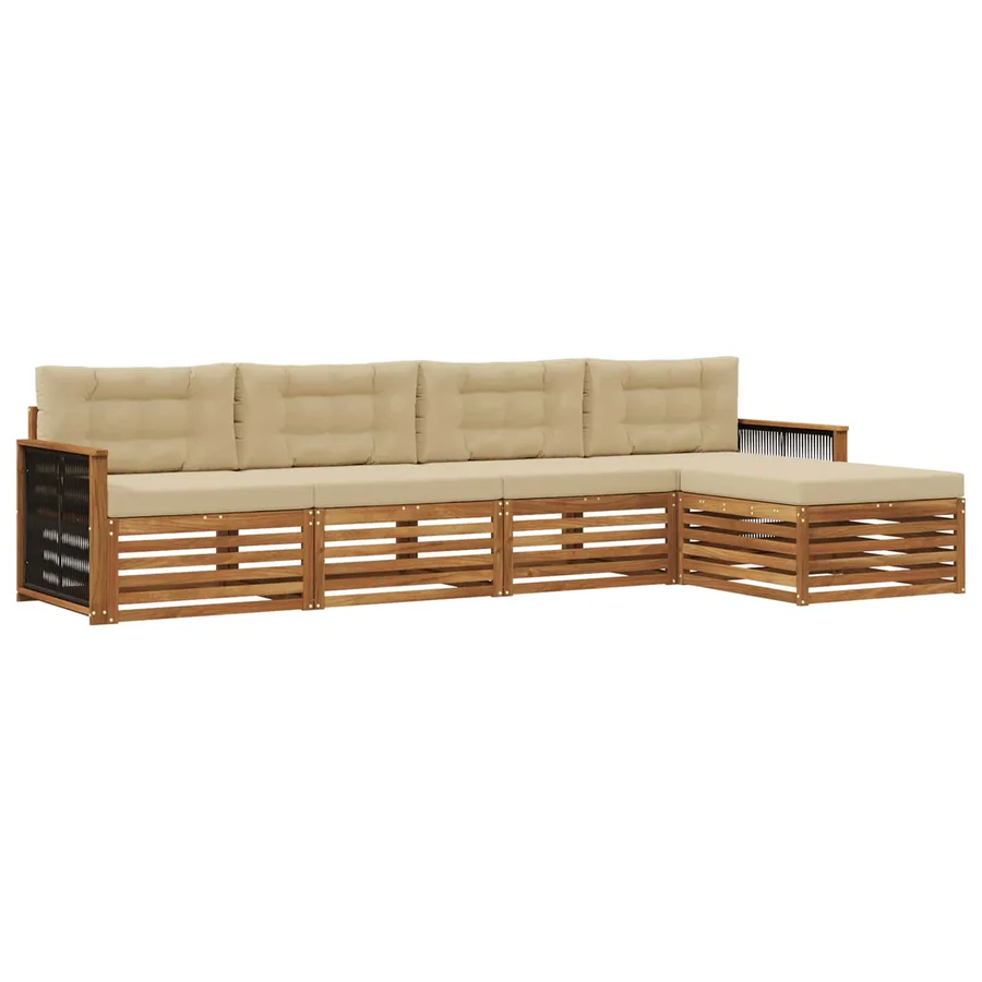 Ensemble de canapés d'extérieur 5 pcs Naturel et Beige - 2