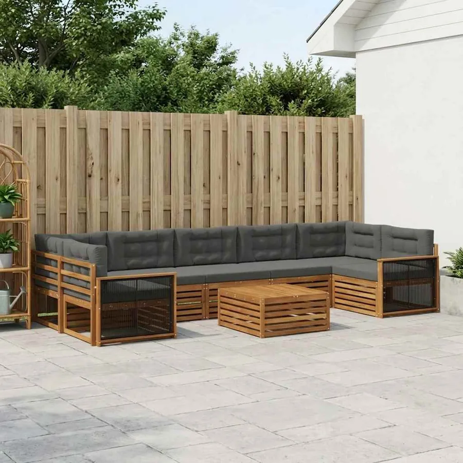 Ensemble de canapés d'extérieur 8 pcs Naturel et Anthracite