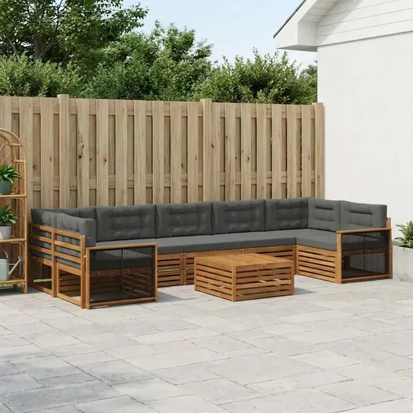 Ensemble de canapés d'extérieur 8 pcs Naturel et Anthracite