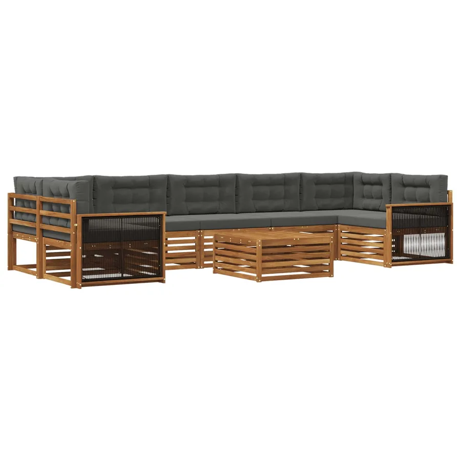 Ensemble de canapés d'extérieur 8 pcs Naturel et Anthracite - 2