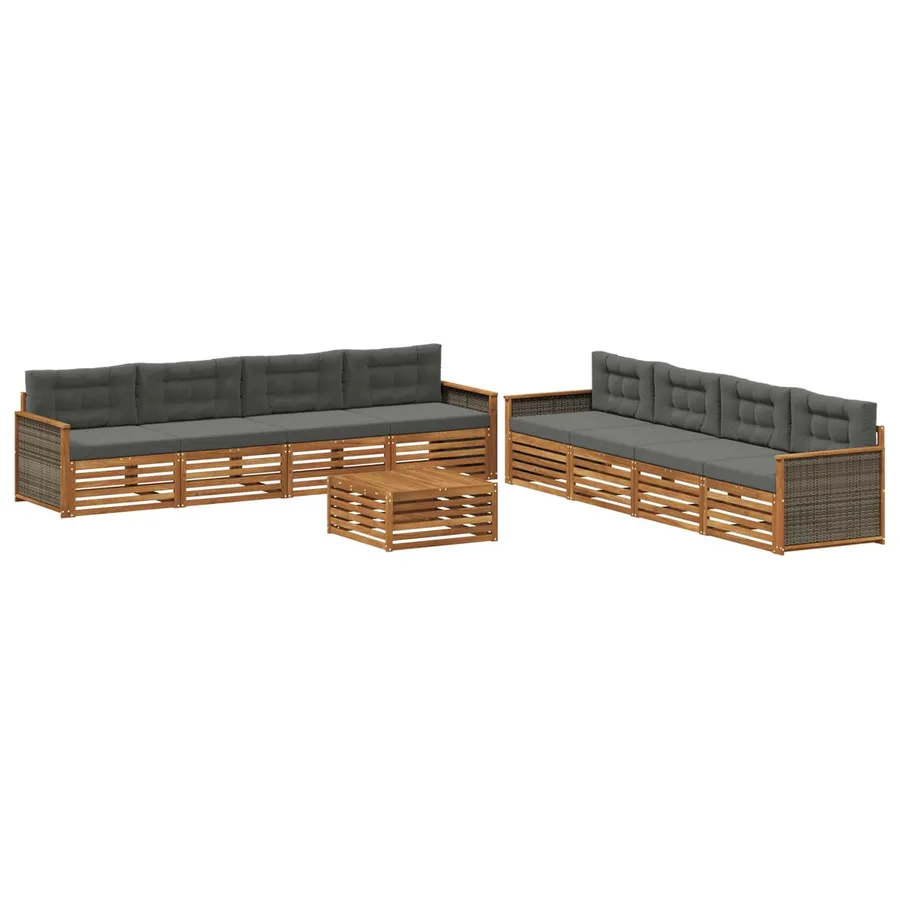 Ensemble de canapés d'extérieur 9 pcs Naturel et Anthracite - 2