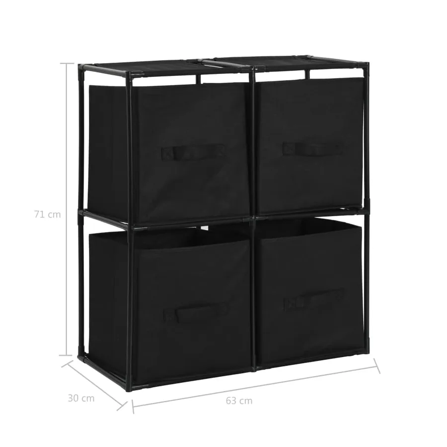 Armoire de rangement avec 4 paniers tissu Noir 63x30x71cm Acier - 7