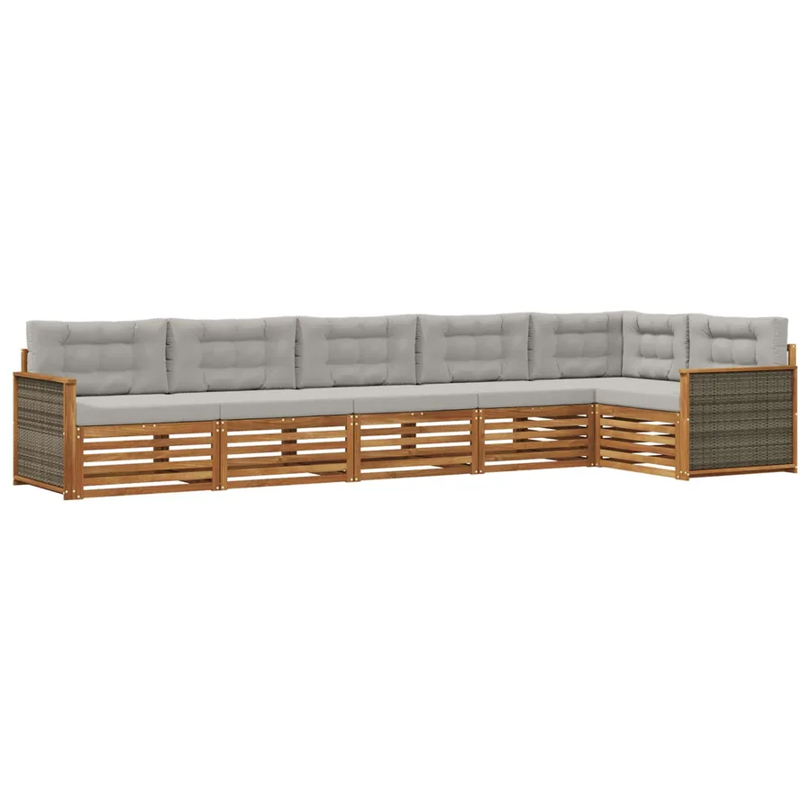 Ensemble de canapés d'extérieur 6 pcs Naturel et gris clair - 2