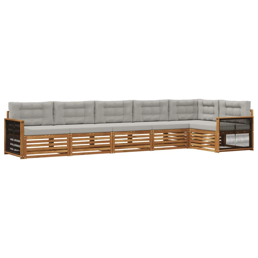 Ensemble de canapés d'extérieur 6 pcs Naturel et gris clair - 2