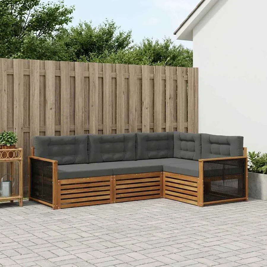Ensemble de canapés d'extérieur 4 pcs Naturel et Anthracite