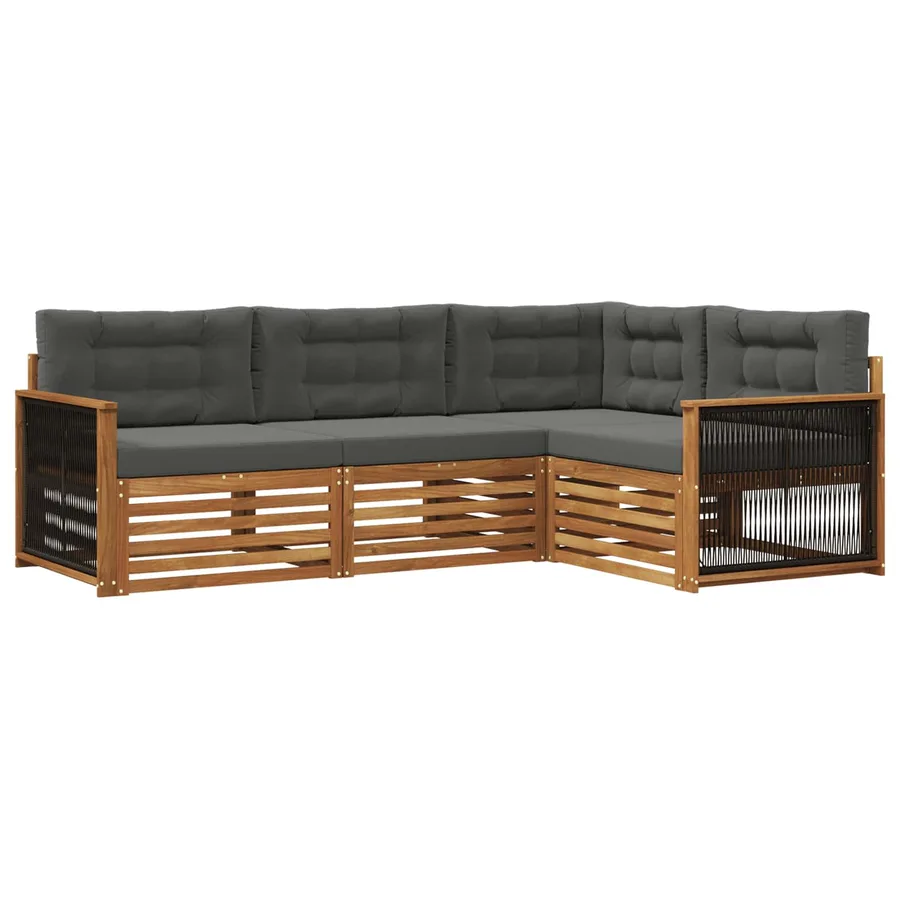 Ensemble de canapés d'extérieur 4 pcs Naturel et Anthracite - 2