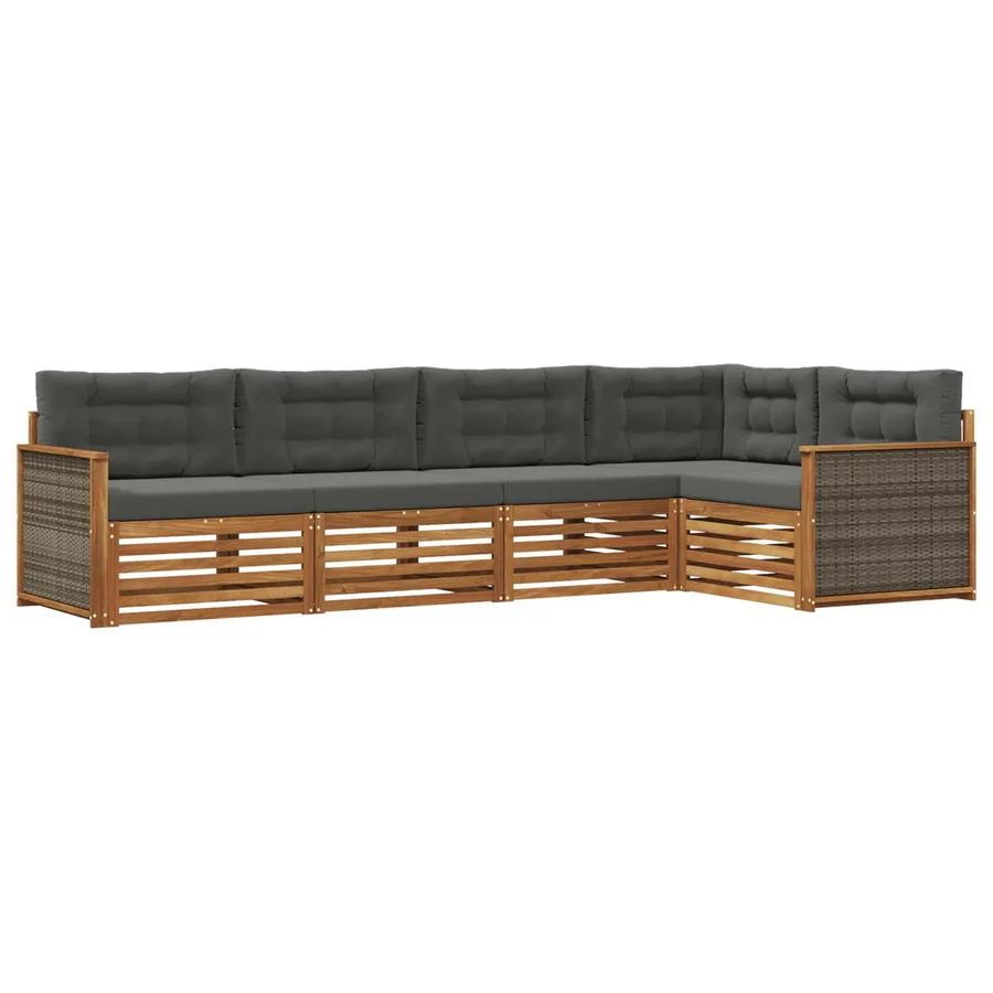 Ensemble de canapés d'extérieur 5 pcs Naturel et Anthracite - 2