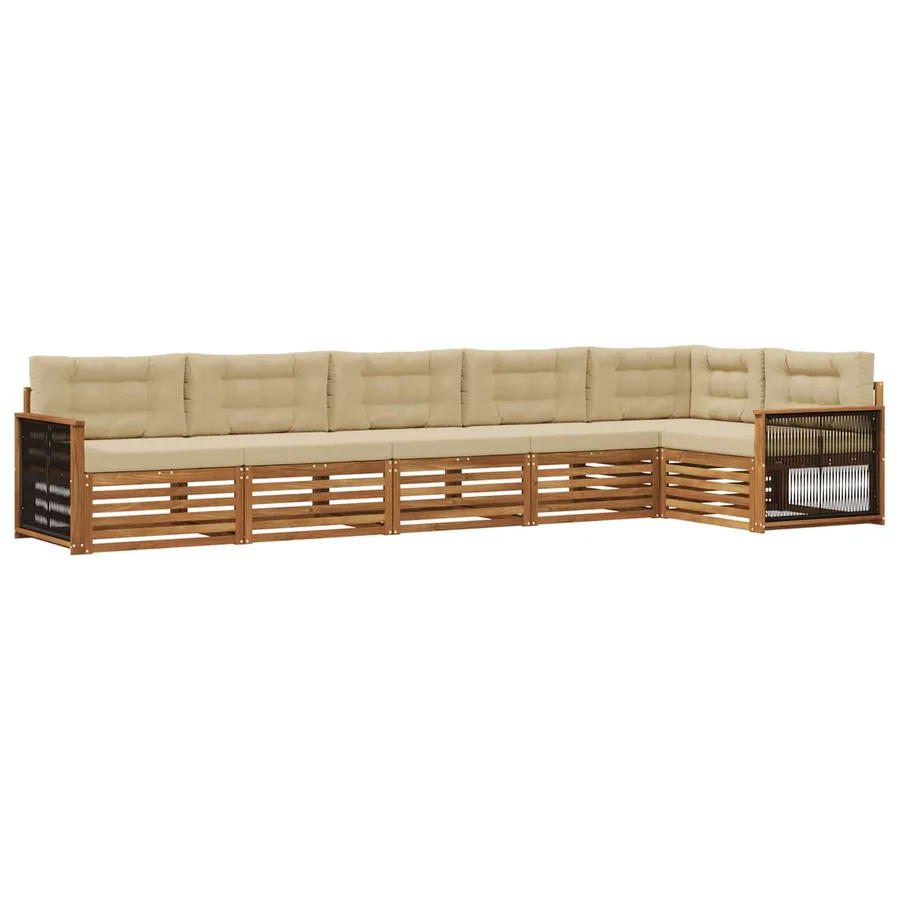 Ensemble de canapés d'extérieur 6 pcs Naturel et Beige - 2