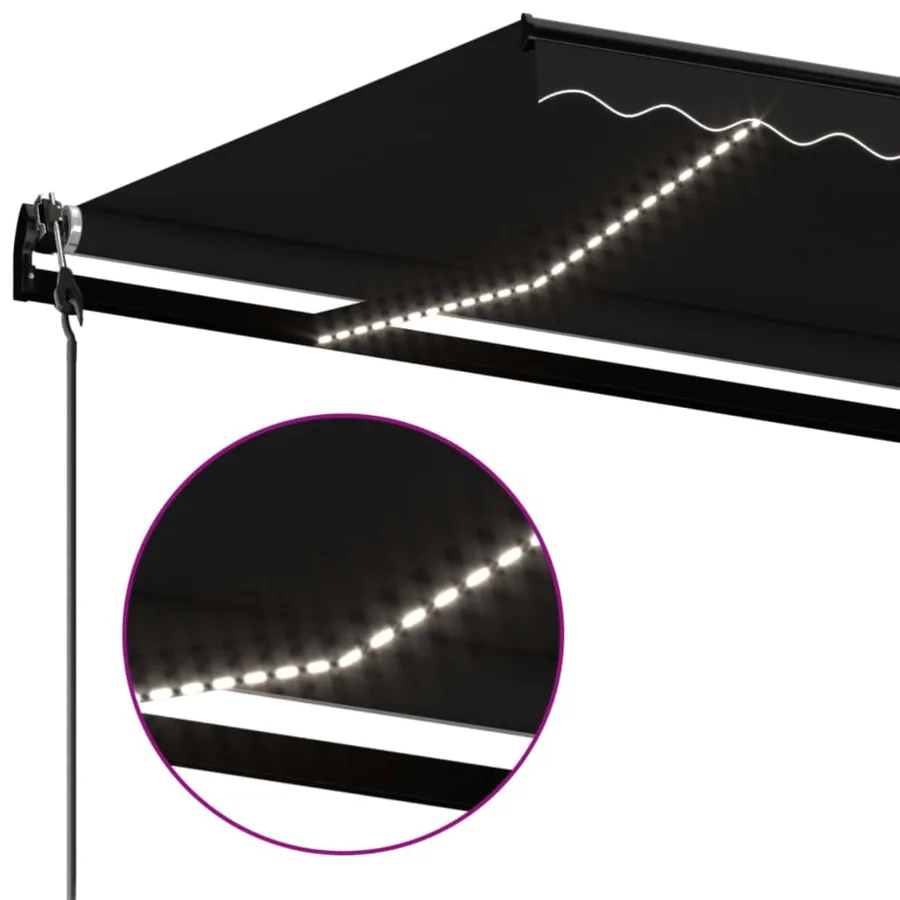 Auvent automatique capteur de vent et LED 400x350 cm Anthracite - 4