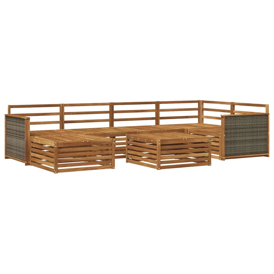 Ensemble de canapés d'extérieur 7 pcs Naturel - 2