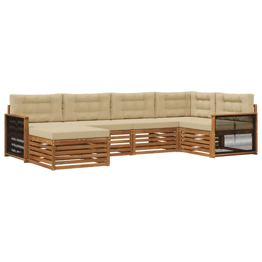 Ensemble de canapés d'extérieur 6 pcs Naturel et Beige - 2