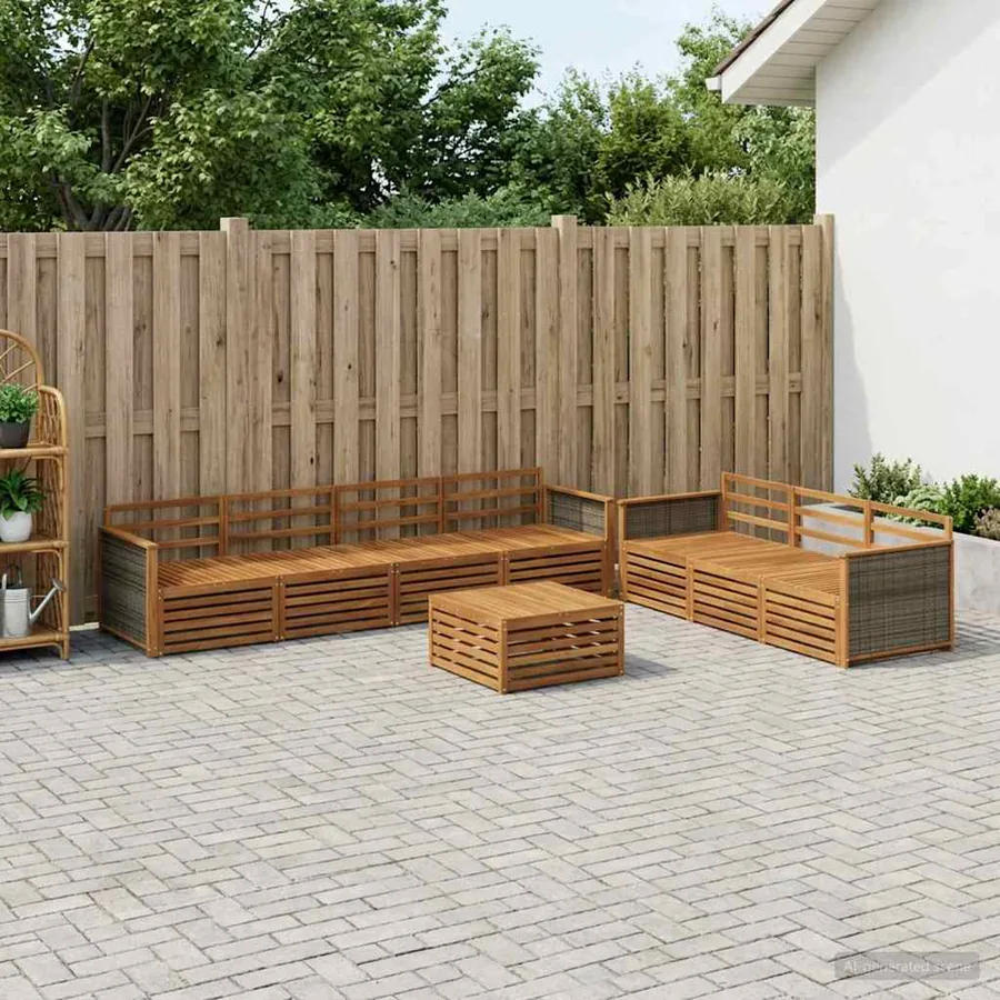 Ensemble de canapés d'extérieur 8 pcs Naturel