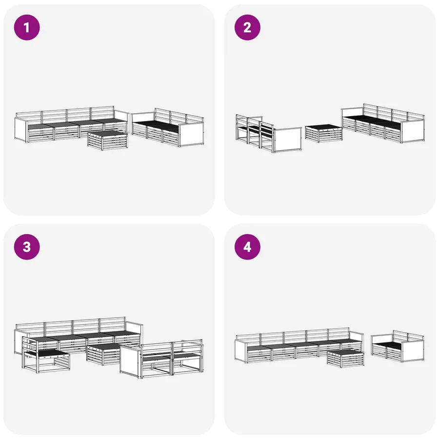 Ensemble de canapés d'extérieur 8 pcs Naturel - 7
