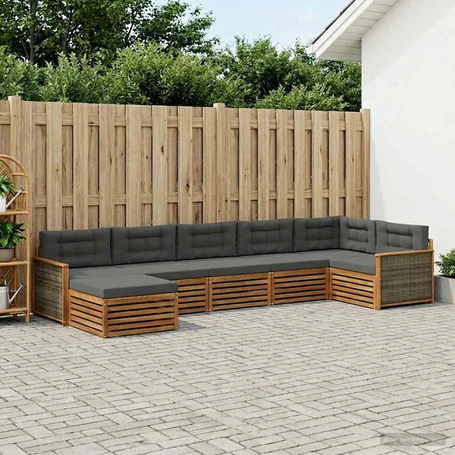 Ensemble de canapés d'extérieur 7 pcs Naturel et Anthracite