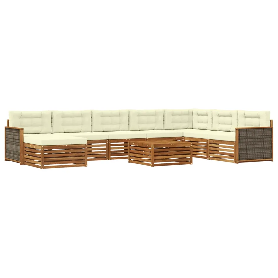 Ensemble de canapés d'extérieur 9 pcs Naturel et Crème - 2