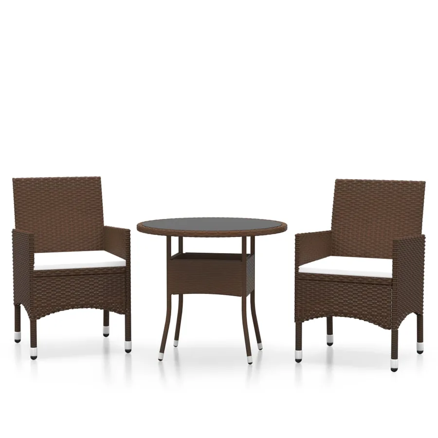 Ensemble à manger de jardin 3pcs Résine tressée Marron - 2