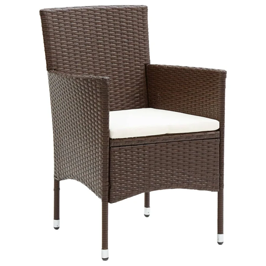 Ensemble à manger de jardin 3pcs Résine tressée Marron - 3