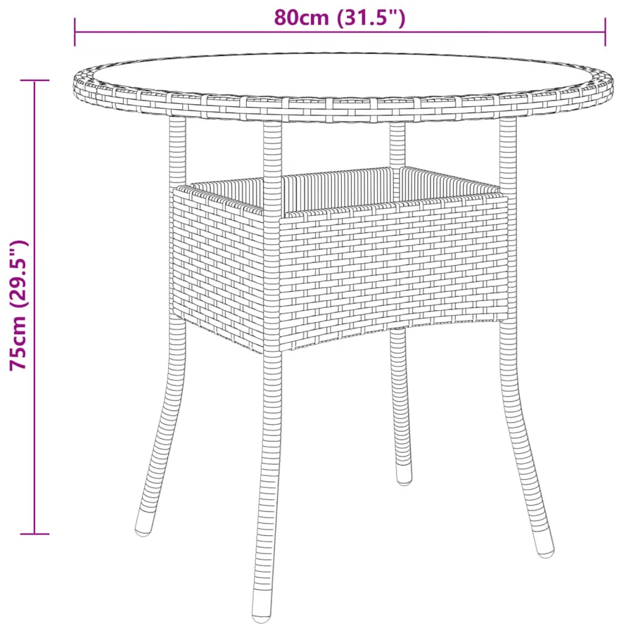 Ensemble à manger de jardin 3pcs Résine tressée Marron - 8