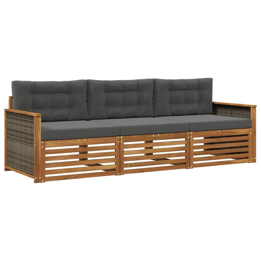 Ensemble de canapés d'extérieur 3 pcs Naturel et Anthracite - 2