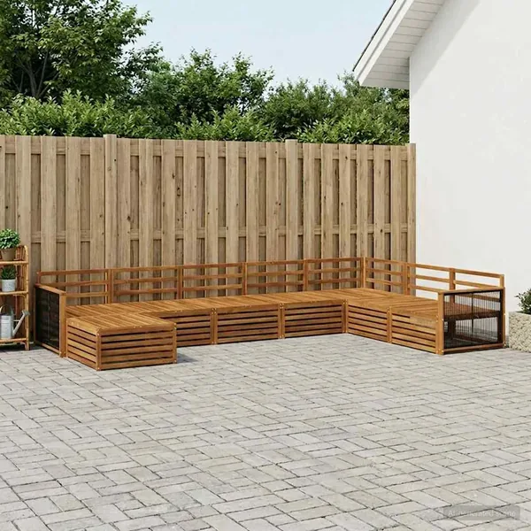Ensemble de canapés d'extérieur 8 pcs Naturel