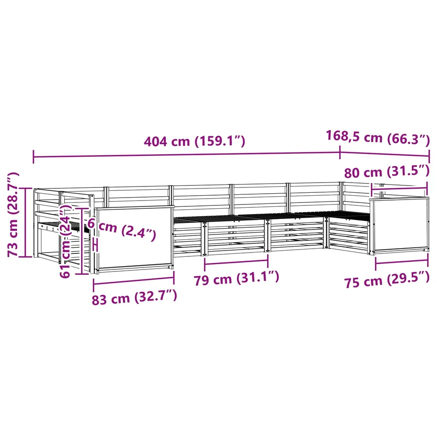 Ensemble de canapés d'extérieur 7 pcs Naturel - 6