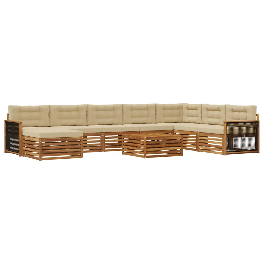 Ensemble de canapés d'extérieur 9 pcs Naturel et Beige - 2