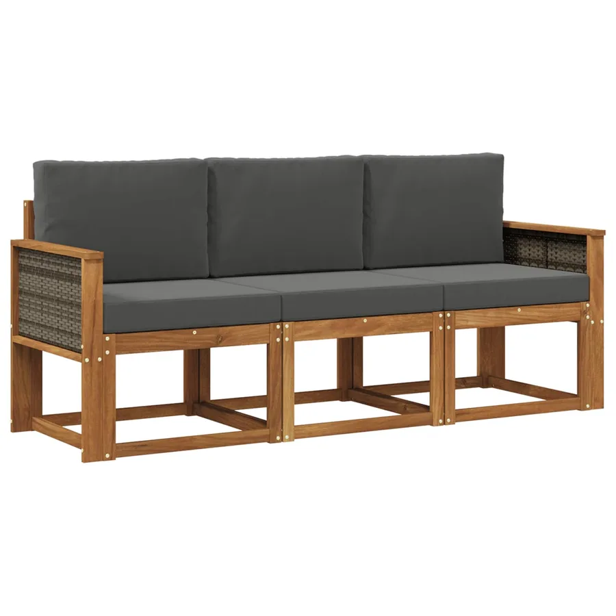 Ensemble de canapés d'extérieur 3 pcs Naturel et Anthracite - 2