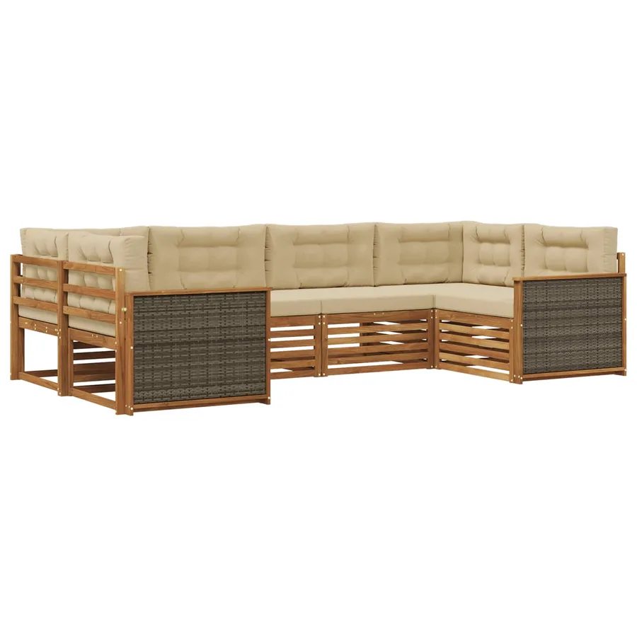 Ensemble de canapés d'extérieur 6 pcs Naturel et Beige - 2