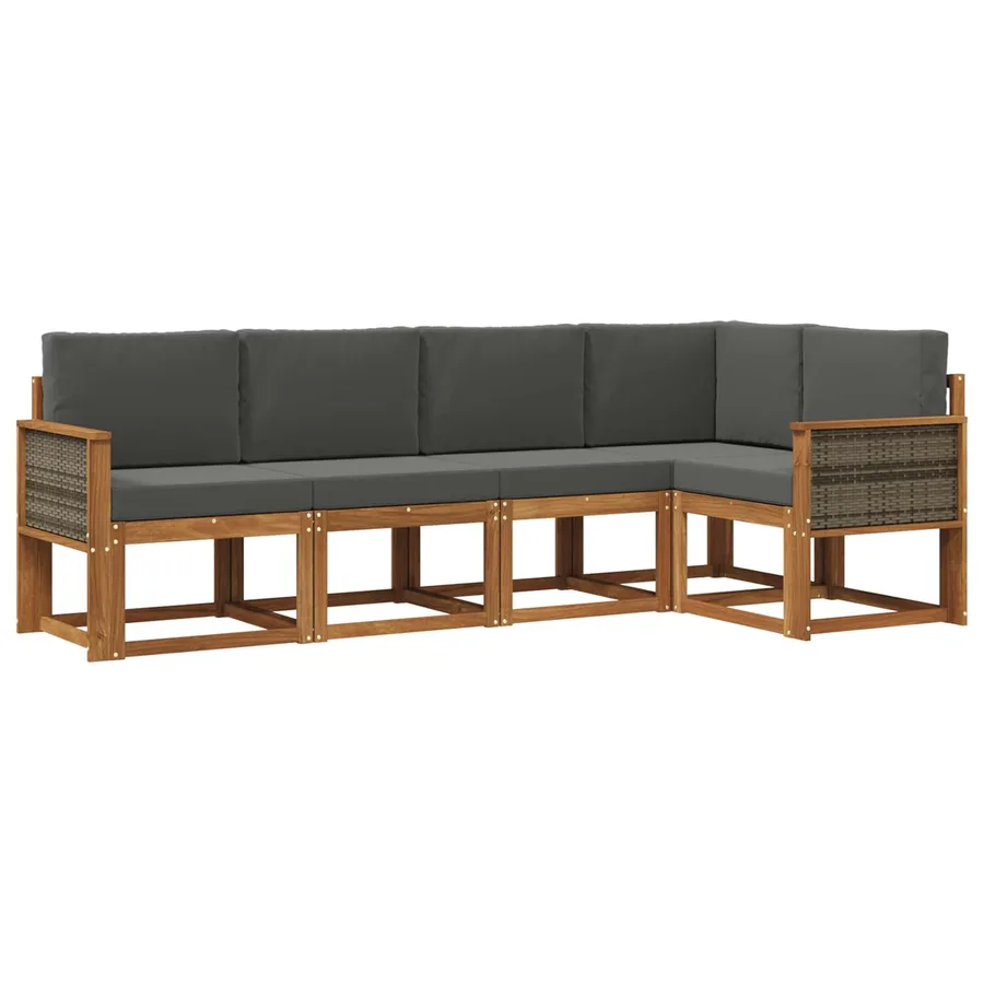 Ensemble de canapés d'extérieur 5 pcs Naturel et Anthracite - 2