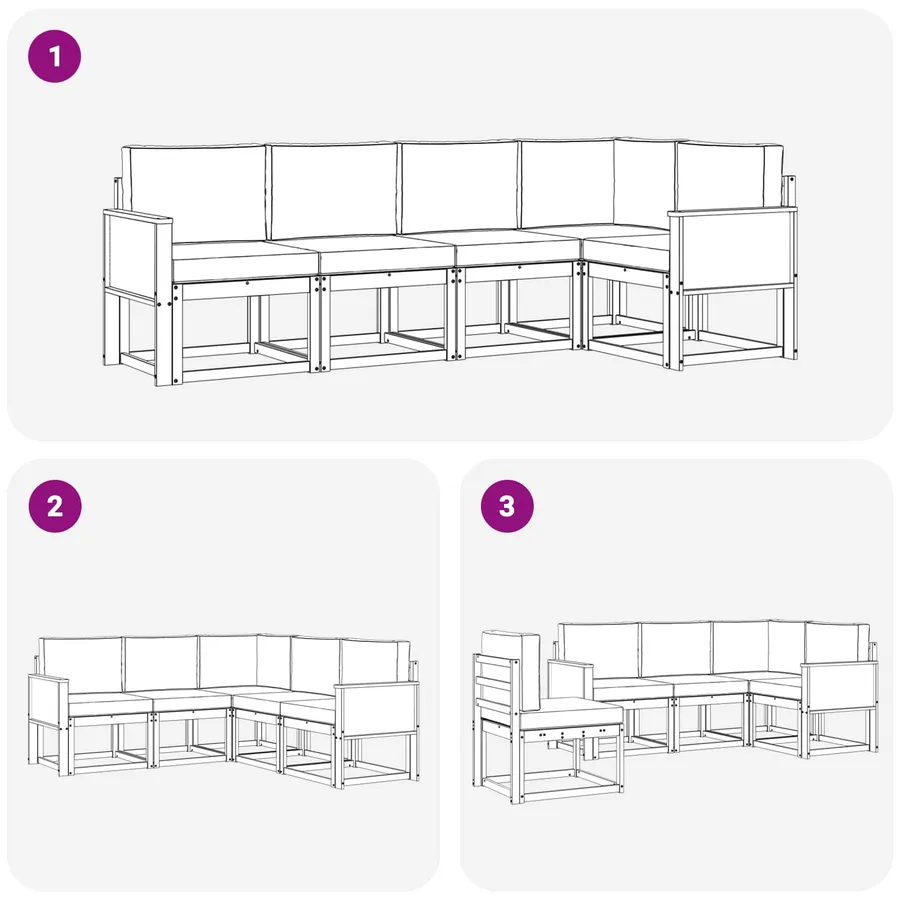 Ensemble de canapés d'extérieur 5 pcs Naturel et Anthracite - 7