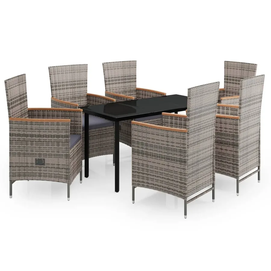 Ensemble à manger de jardin avec coussins 7 pcs Gris - 2