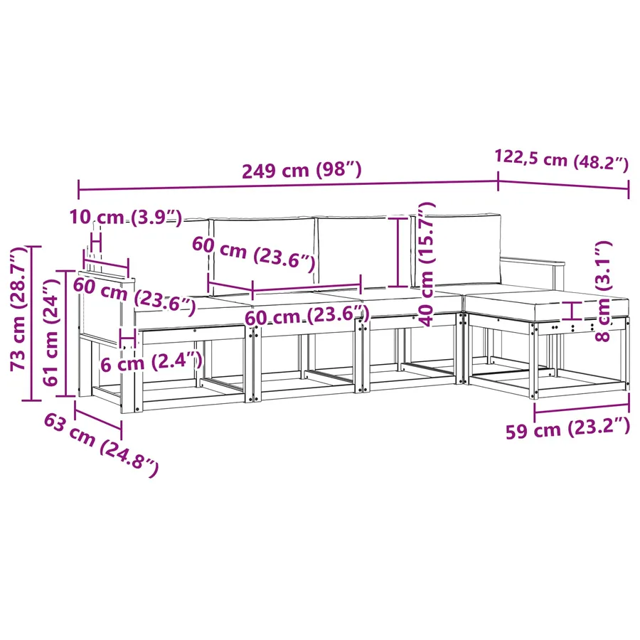 Ensemble de canapés d'extérieur 5 pcs Naturel et Crème - 6