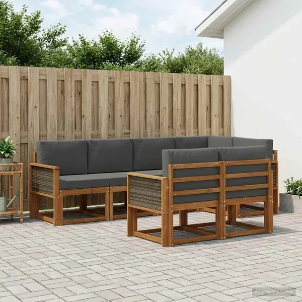 Ensemble de canapés d'extérieur 7 pcs Naturel et Anthracite