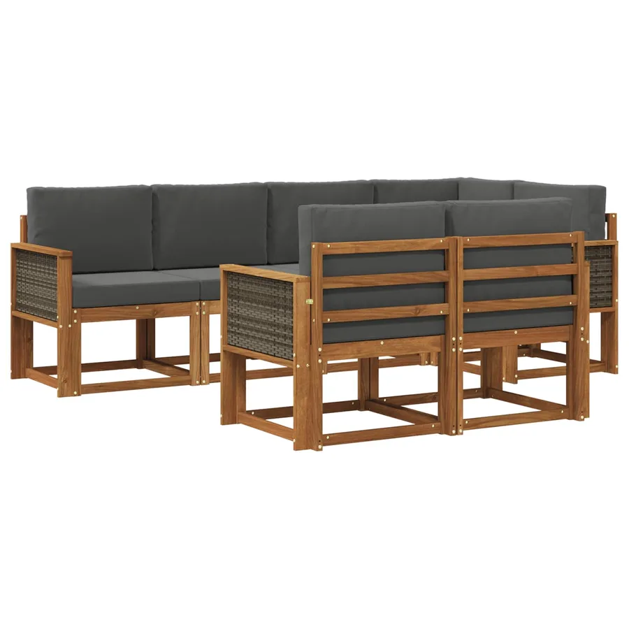 Ensemble de canapés d'extérieur 7 pcs Naturel et Anthracite - 2