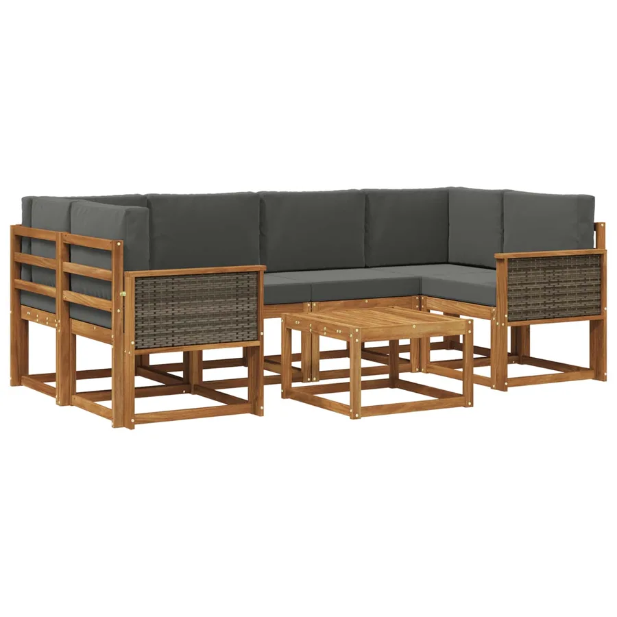 Ensemble de canapés d'extérieur 5 pcs Naturel et Anthracite - 2