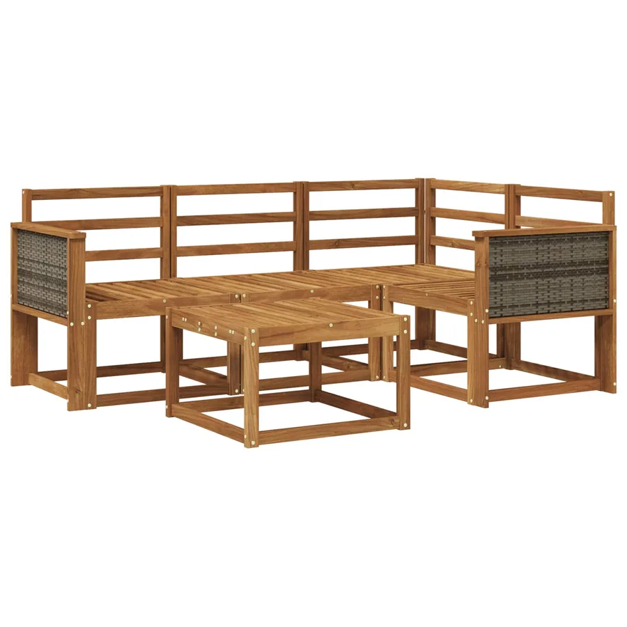Ensemble de canapés d'extérieur 5 pcs Naturel - 2