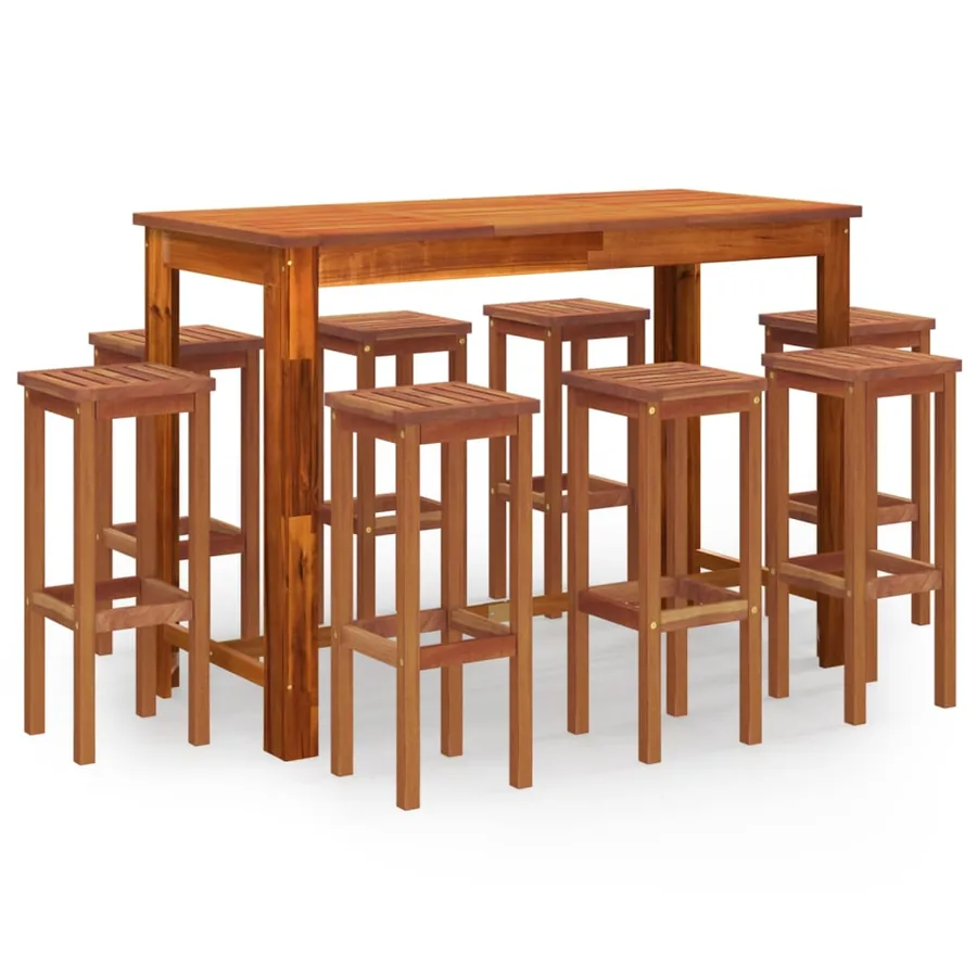 Ensemble de bar de jardin 9 pcs Bois d'acacia solide - 2
