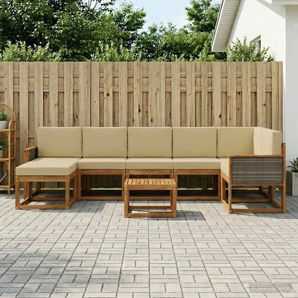 Ensemble de canapés d'extérieur 8 pcs Naturel et Beige