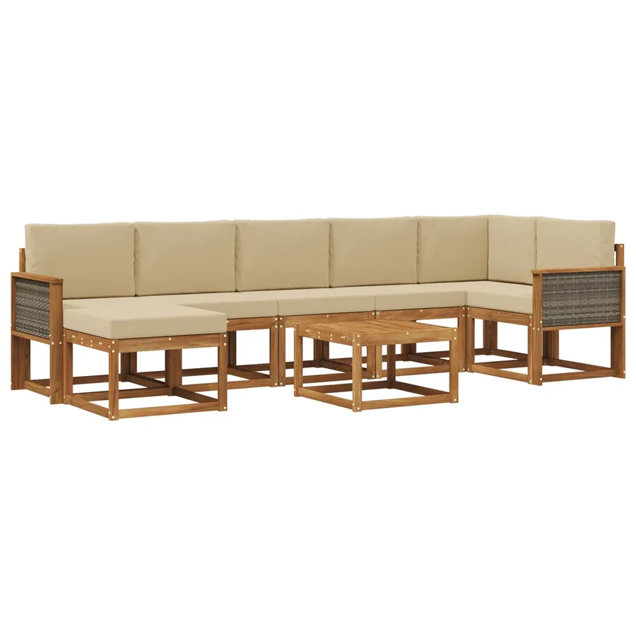 Ensemble de canapés d'extérieur 8 pcs Naturel et Beige - 2