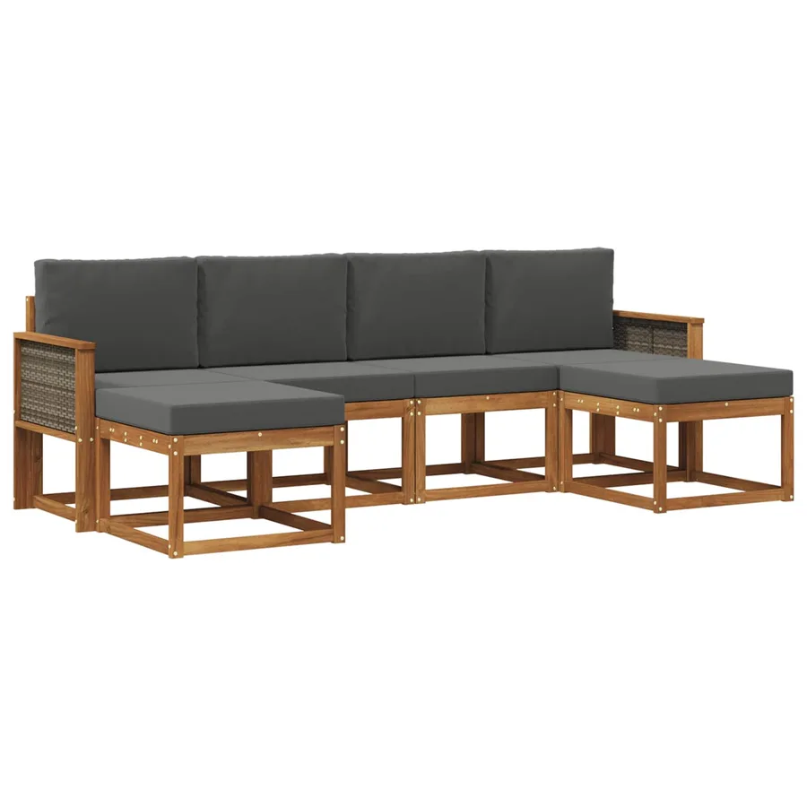 Ensemble de canapés d'extérieur 6 pcs Naturel et Anthracite - 2