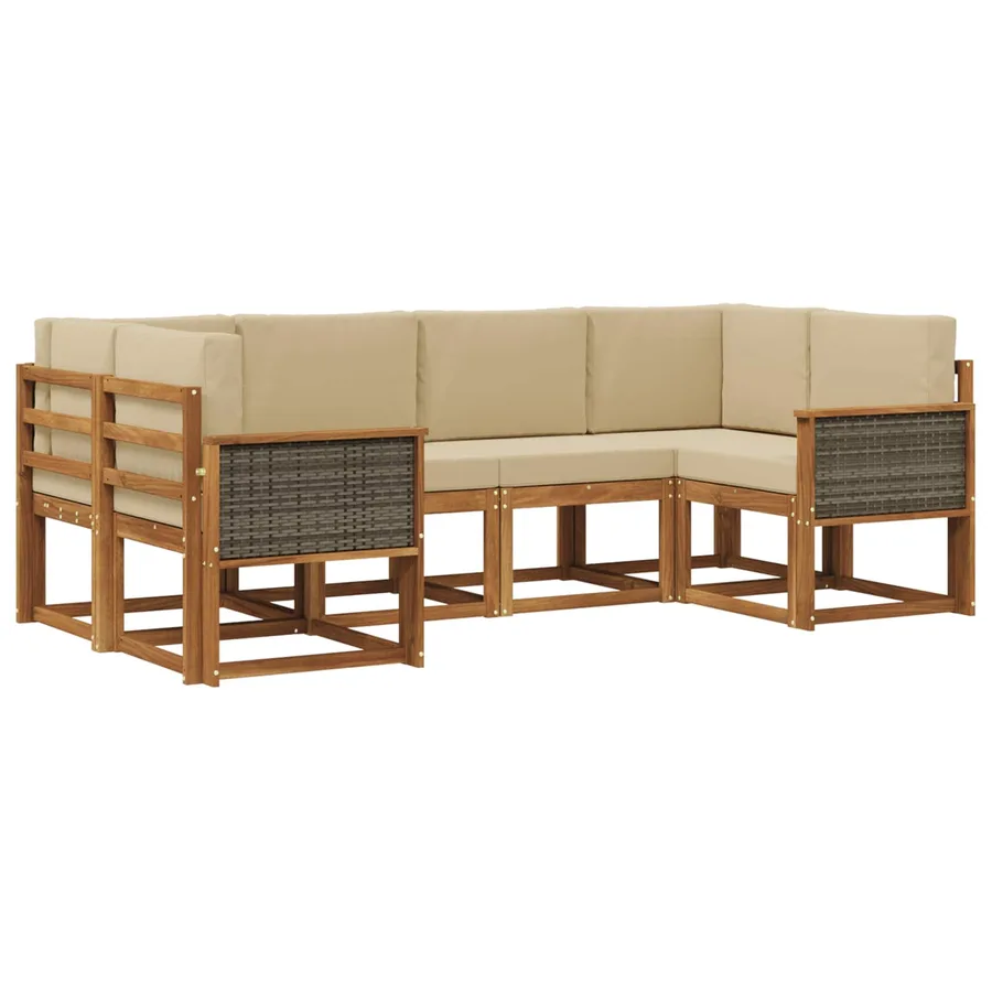 Ensemble de canapés d'extérieur 6 pcs Naturel et Beige - 2