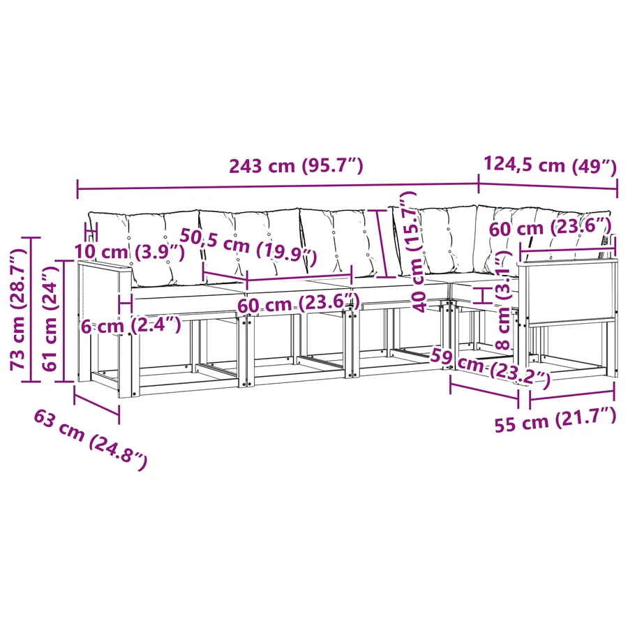 Ensemble de canapés d'extérieur 5 pcs Naturel et Beige - 9