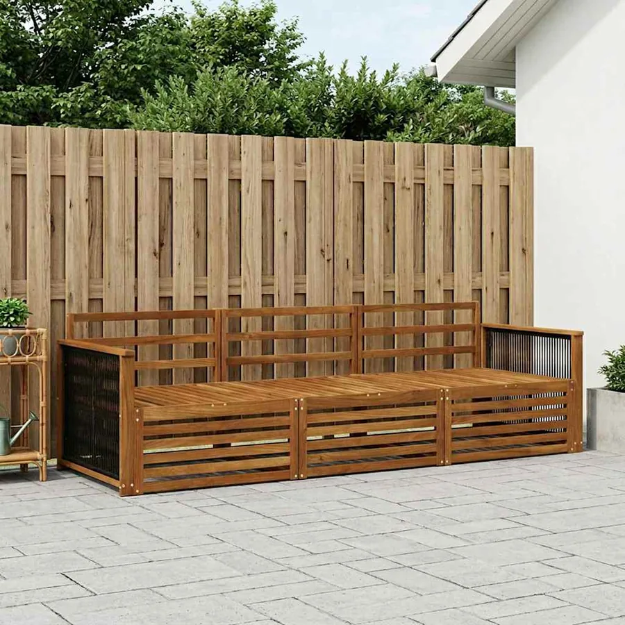 Ensemble de canapés d'extérieur 3 pcs Naturel
