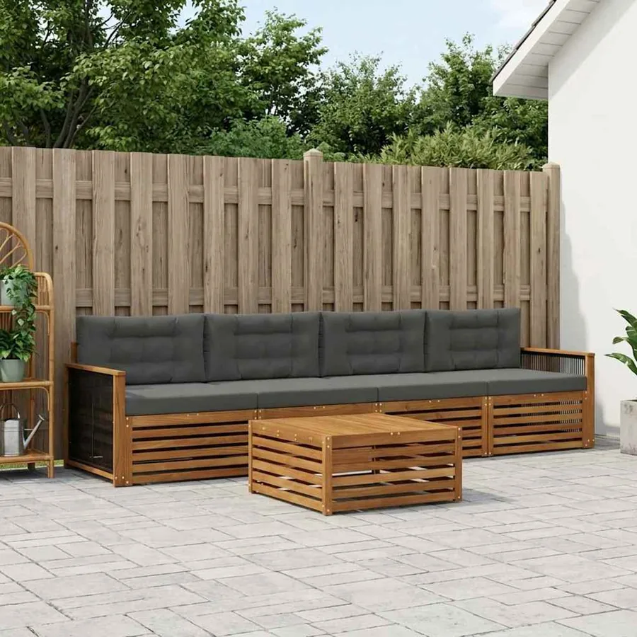 Ensemble de canapés d'extérieur 5 pcs Naturel et Anthracite