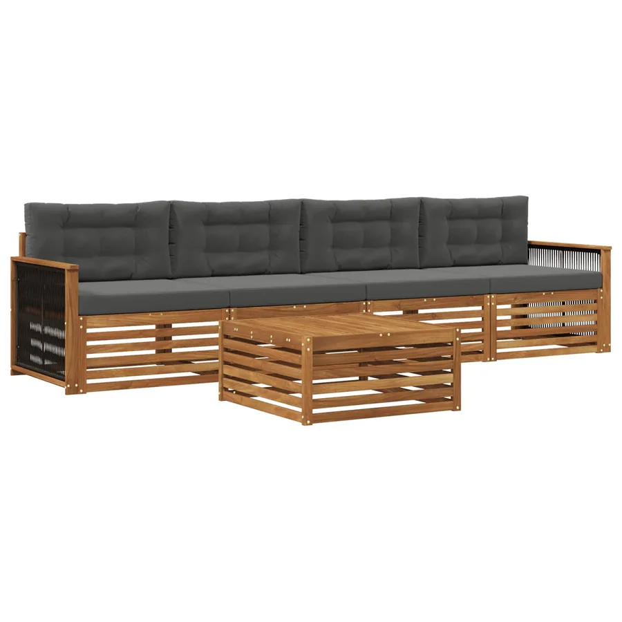 Ensemble de canapés d'extérieur 5 pcs Naturel et Anthracite - 2