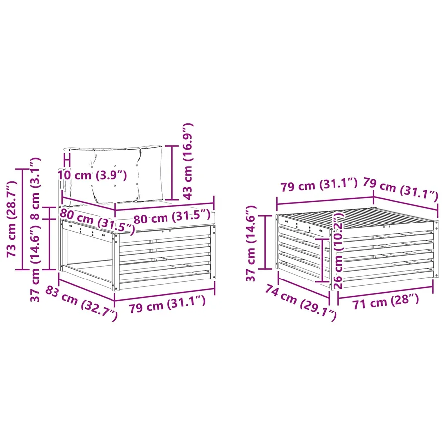 Ensemble de canapés d'extérieur 5 pcs Naturel et Anthracite - 7